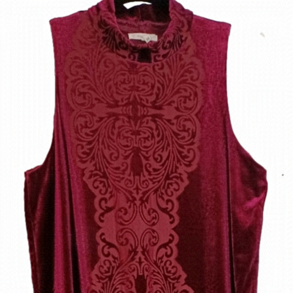 Women's Maurice Dark Red Velour Dress M - Picture 1 of 5